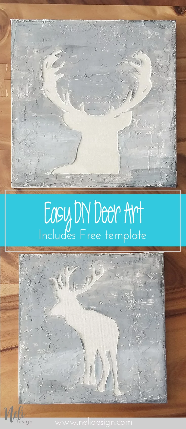 Pinterrest image saying Easy DIY Deer Art Includes free template