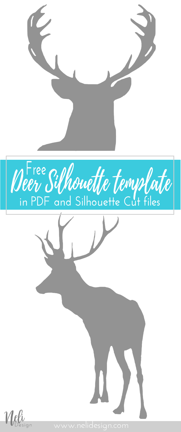 Free Deer Art Printable and Silhouette Cut file | Deer Wall Art | Freebie | Gratuit | Silhouette cervidé | cerf | PDF | Home Decor | Cadre décoration maison