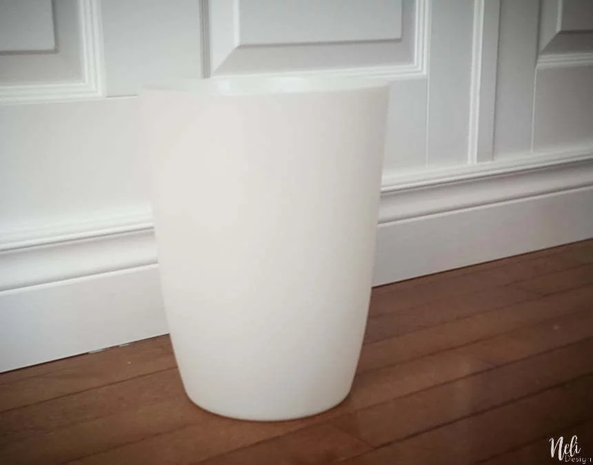 simple white plastic trash can