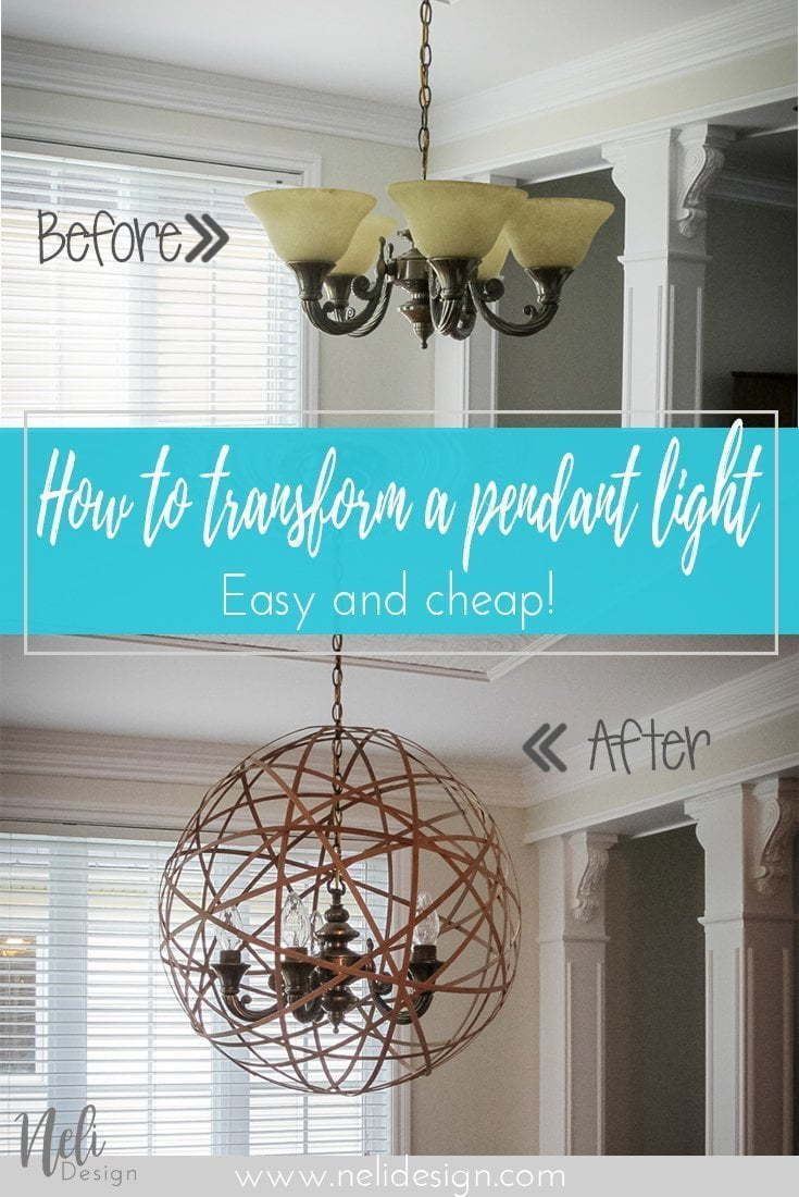 Easy tutorial on how to DIY a cheap pendant light for the dining room | Instructions faciles pour réaliser soi-même une lampe suspendue pas cher pour la salle à dîner