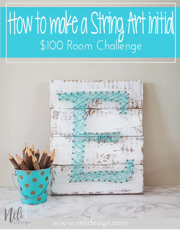 DIY String Art Letter Initial | DIY | Teal | Easy craft for kids | Farmhouse | Vintage | Tutorial | Home Decor | Pattern | Corde | Inspiration | Initiale