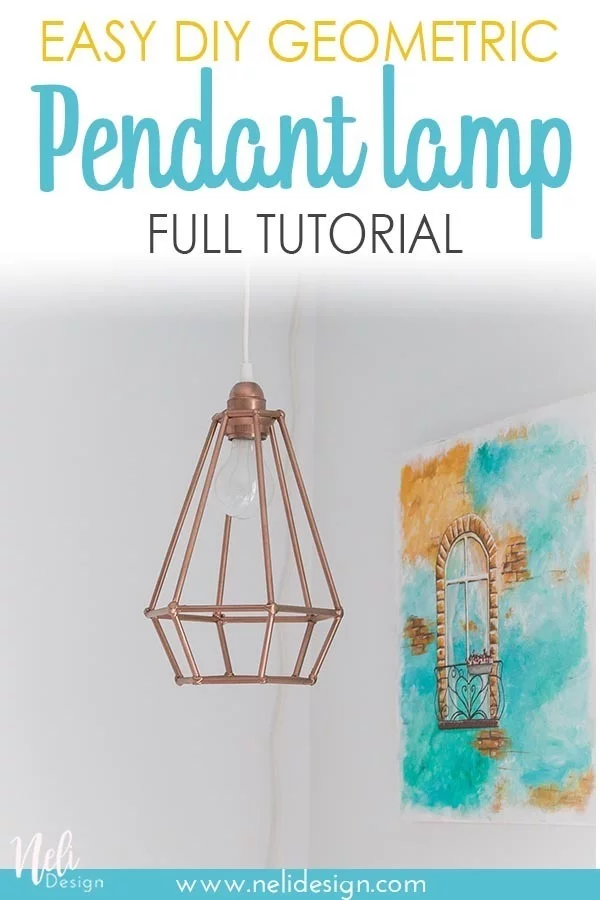 Get the full detailed tutorial on how to make this geometric lampshade for a pendant light. You only need basic skills and it's affordable. It's an easy solution to make a DIY lamp shade. #light #homedecor