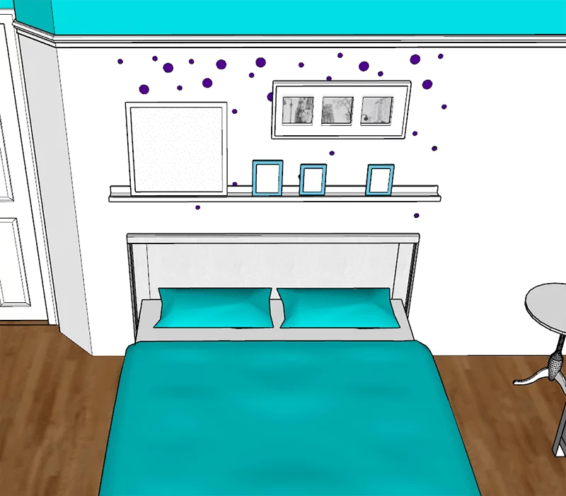 Tween Girl's Bedroom Makeover | $100 Room Challenge | Turquoise | Teal | Purple | Reading nook | Desk | Bed | Headboard | DIY | Home Decor | Mauve | Chambre d'une fille pré-adolescente | Rénovation | Décor | bureau | coin lecture