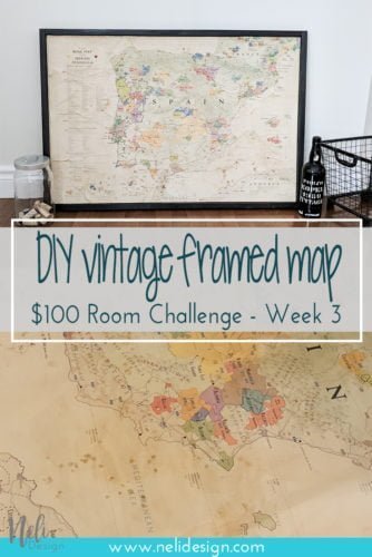 DIY Vintage map | How to distress a map | framed map | low cost | cheap | Delong map | carte géographique vintage | wine map | distress with coffee | wall art for cheap | économique