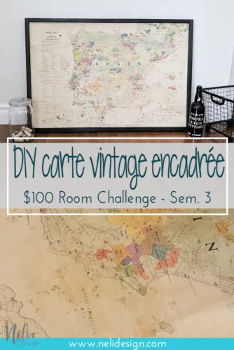 carte géographique vintage | DIY Vintage map | How to distress a map | framed map | low cost | cheap | Delong map | wine map | distress with coffee | wall art for cheap | économique