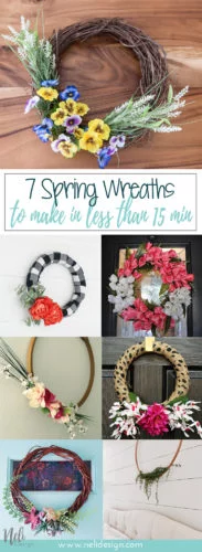 DIY Spring wreath to make, low cost, foam, grapewine, embroidery hoop, vintage, rustic, farmhouse, easy, affordable, dollarstore, Couronne du printemps à faire soi-même, facile, peu coûteuse, dollorama, vigne, mousse, broderie #springwreath #diy #wreath #spring #dollarstore #doorhook #grapewine #embroidery #foam #flower #succulent #tulip #burlap