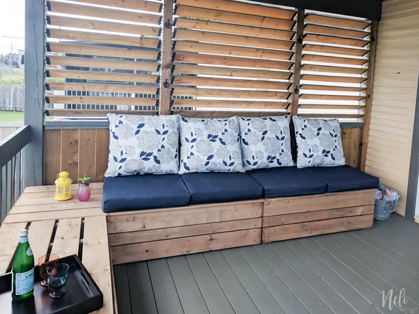 DIY free plan patio bench with storage