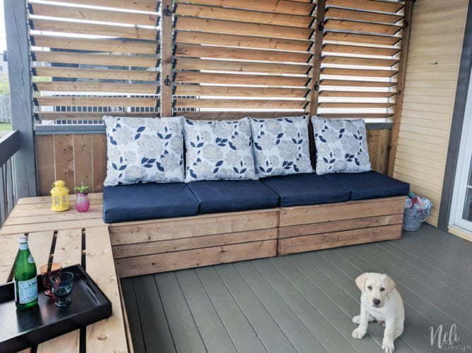 Here is the final photo of the modular outdoor bench with storage