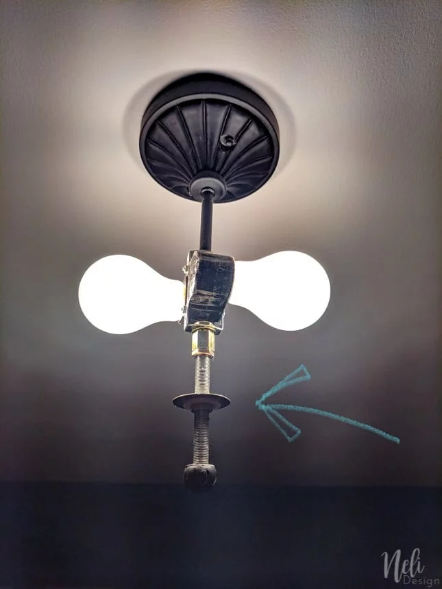 How to upgrade a ceiling light shade for free. Get rid of the boob light and get a beautiful light fixture. You just need to upcycle one thing to get this new lamp shade. Full step by step tutorial so you can make this idea. #lampshade #lightfixture #ceilinglight #diy #upcycle