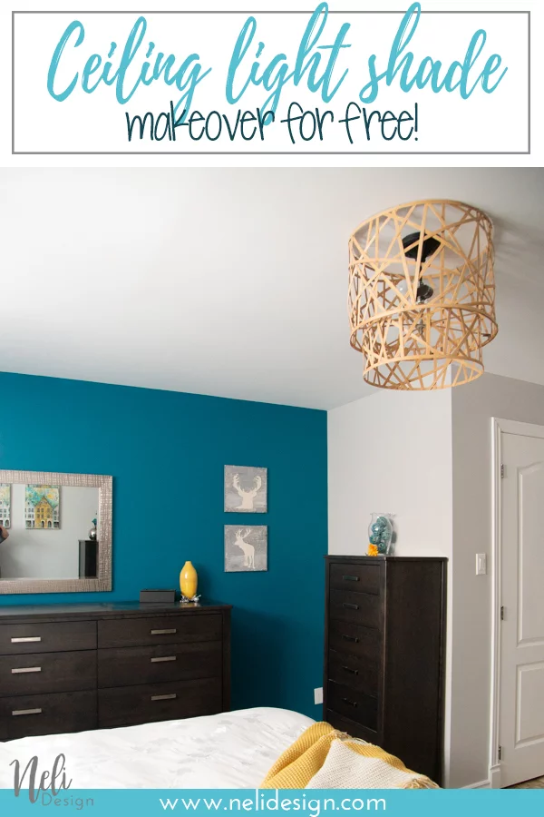 Pinterest image saying "Ceiling light shade makeover for free!"