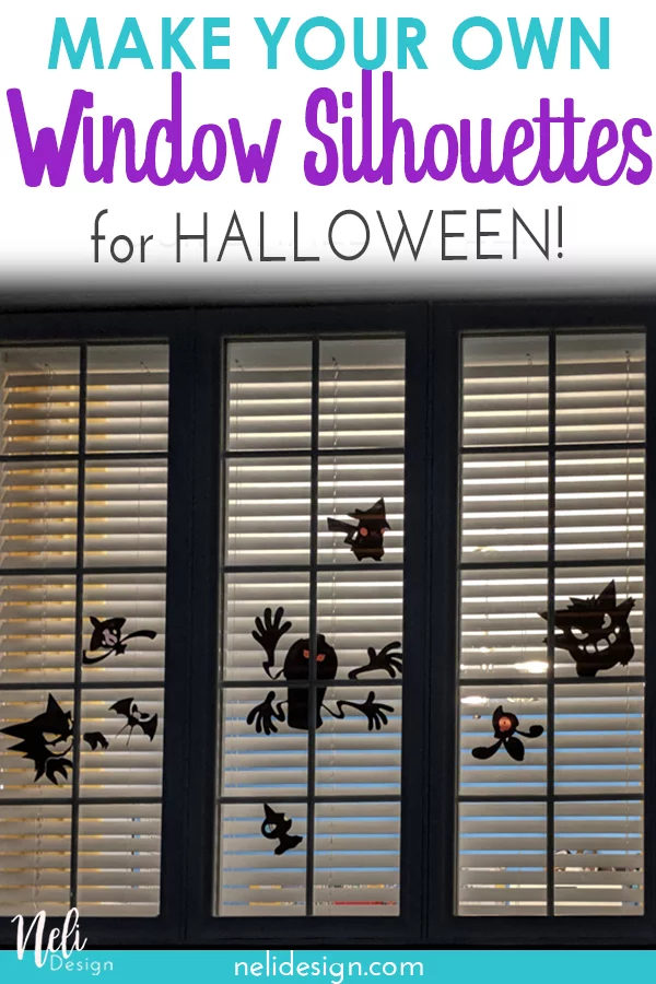 Pinterest image  "Make your own window silhouettes for Halloween"