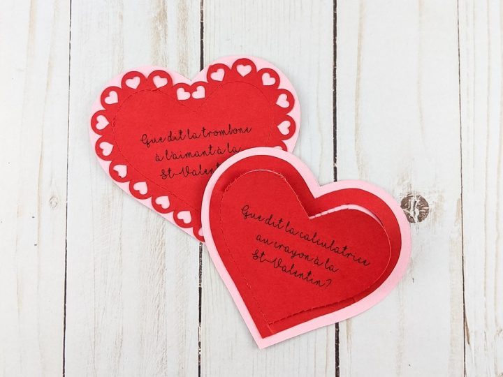 Two love notes for Valentine's day made using Flatten in Cricut Design Space