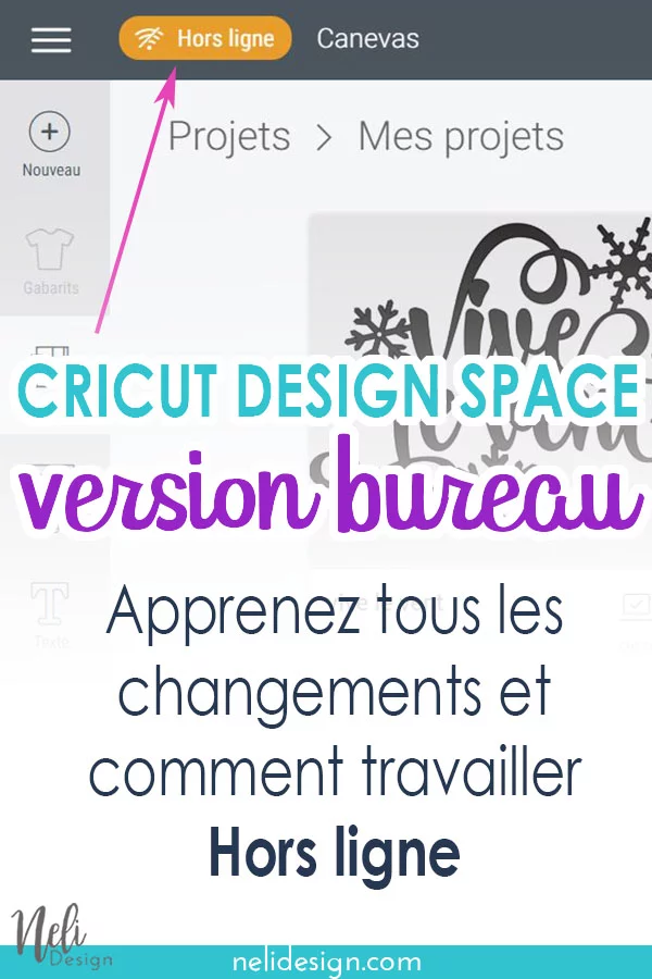 Image de Design Space indiquand "Cricut Design space version bureau - Apprenez tous les changements et comment travailler Hors ligne"