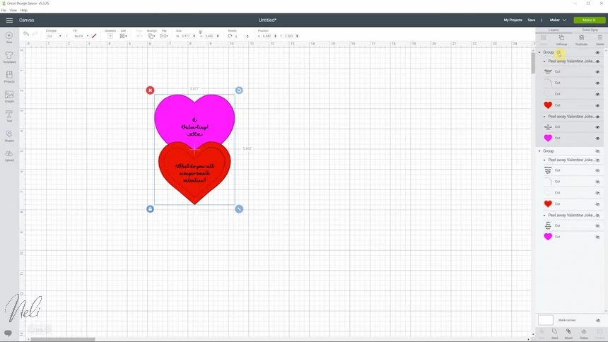 A view of Cricut Design Space and how to use Flatten