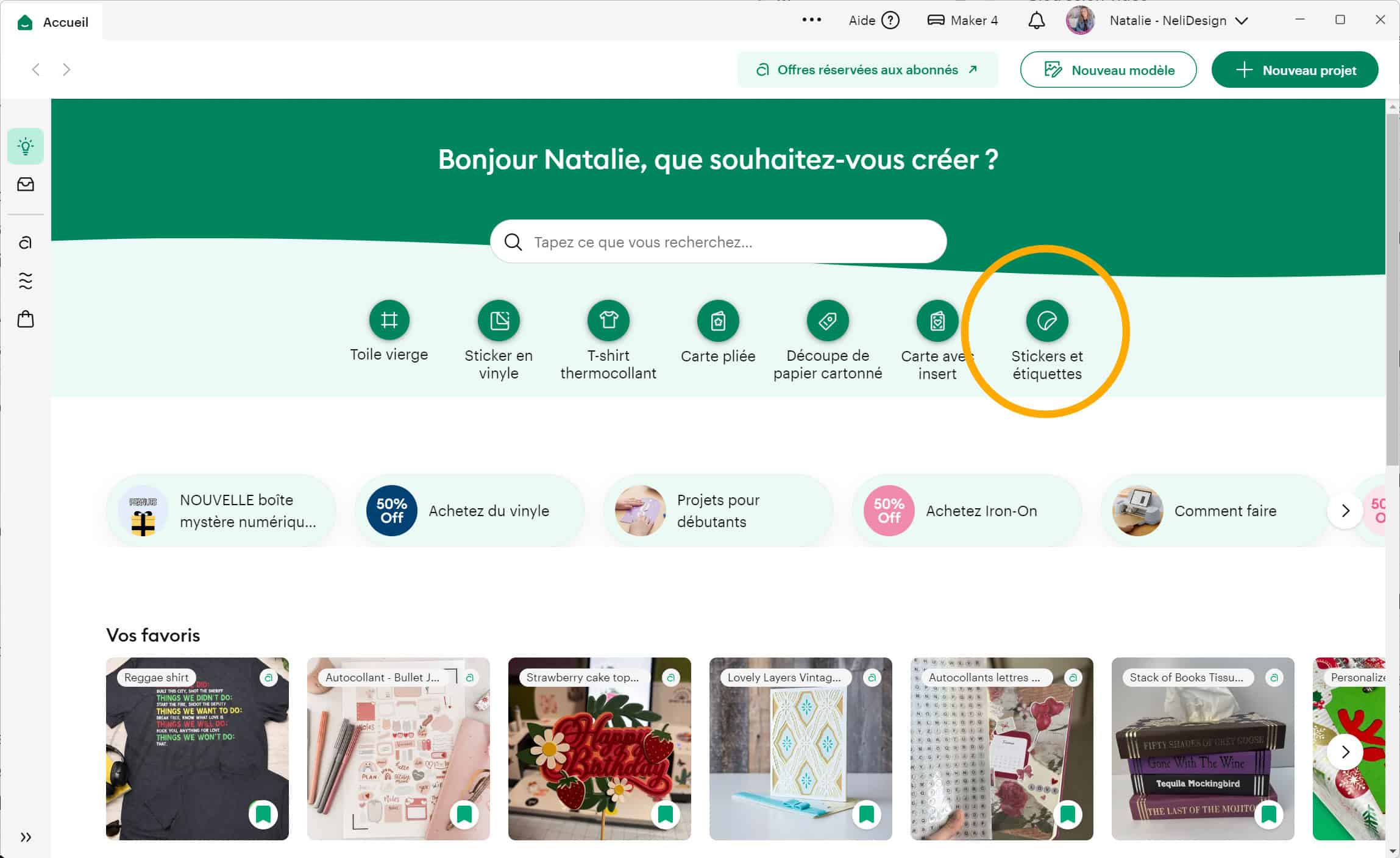 Parcours guidés stickers et étiquettes dans Cricut Design Space