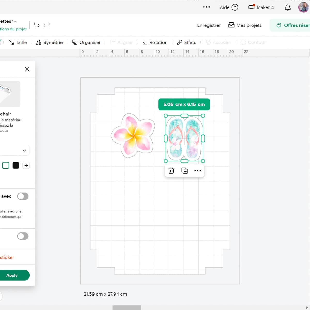 Cricut Design Space parcours guidés stickers et étiquettes